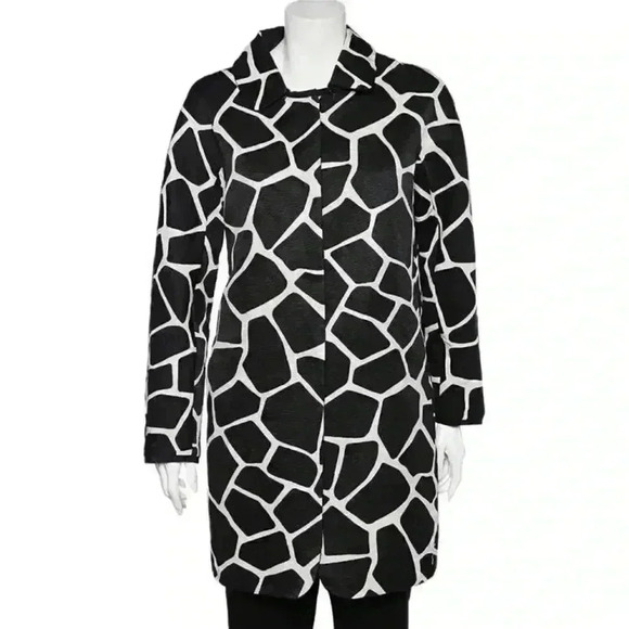 Max Mara Monochrome Printed Reversible Vada Coat, Size 6, Like New - Picture 1 of 12
